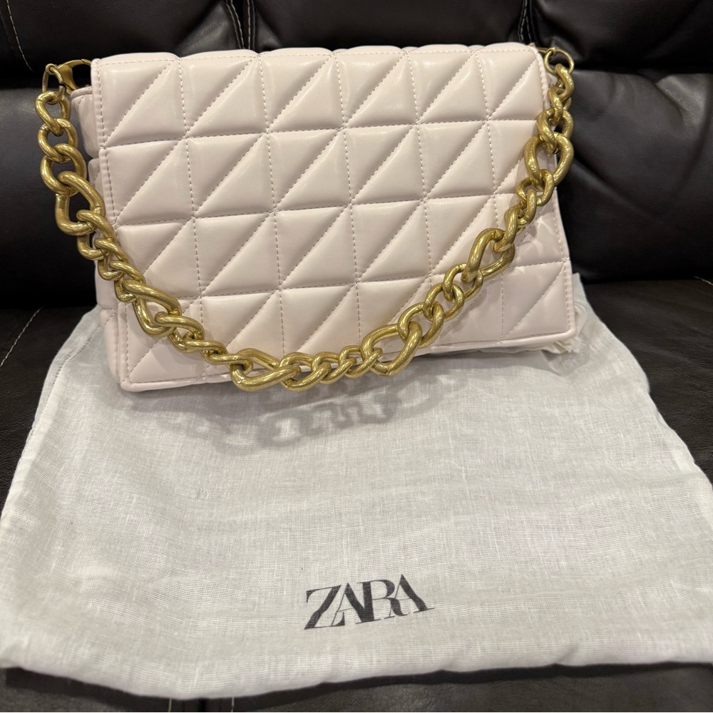 Zara quilted chunky chain shoulder bag